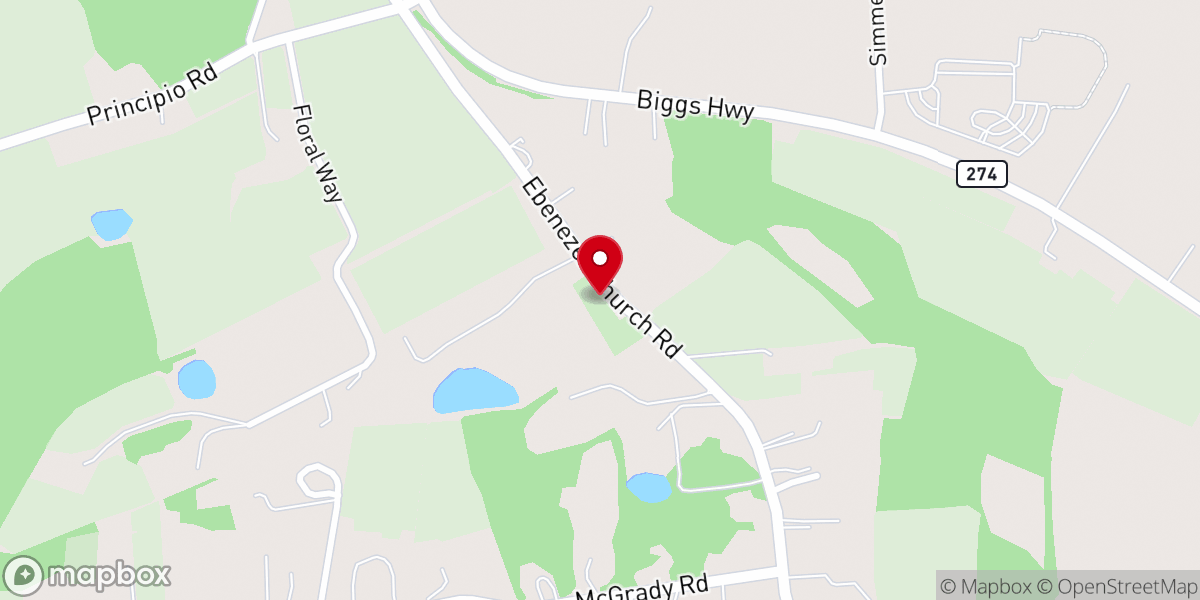 Map showing location of Ebenezer United Methodist Church