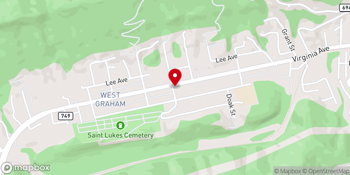 Map showing location of Bluefield Church of Christ