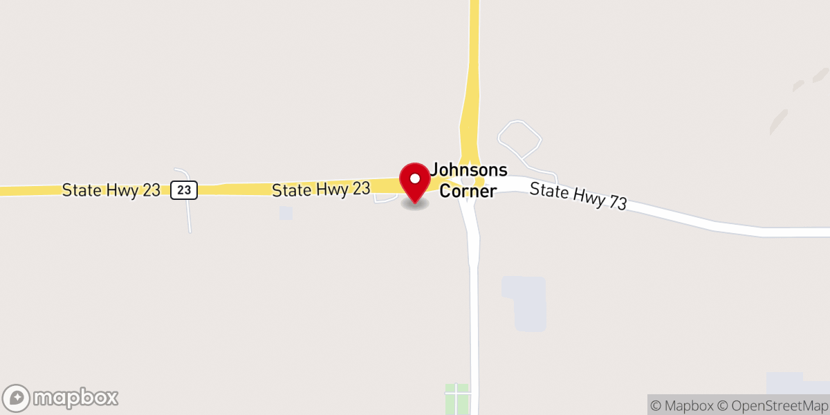 Map showing location of Johnson Corners Church