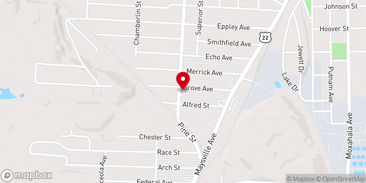 Map showing location of Pilgrim Holiness Church