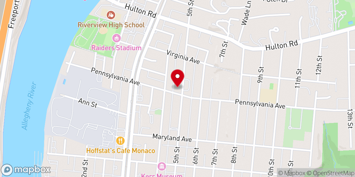 Map showing location of Oakmont Presbyterian Church
