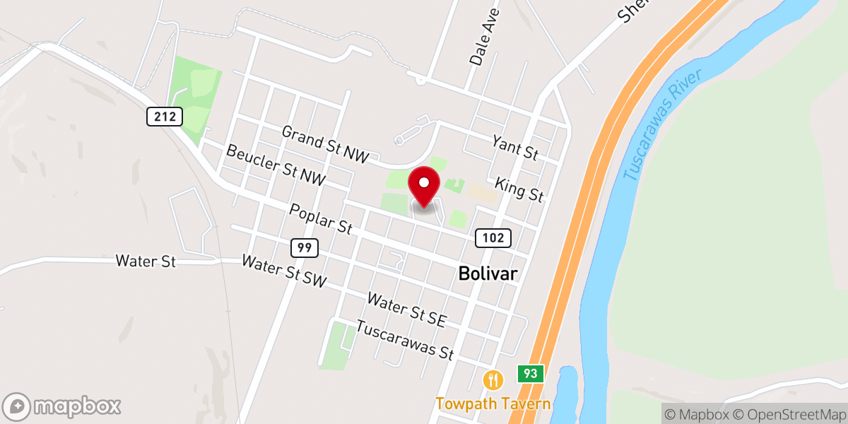 Map showing location of Bolivar Wesleyan Church