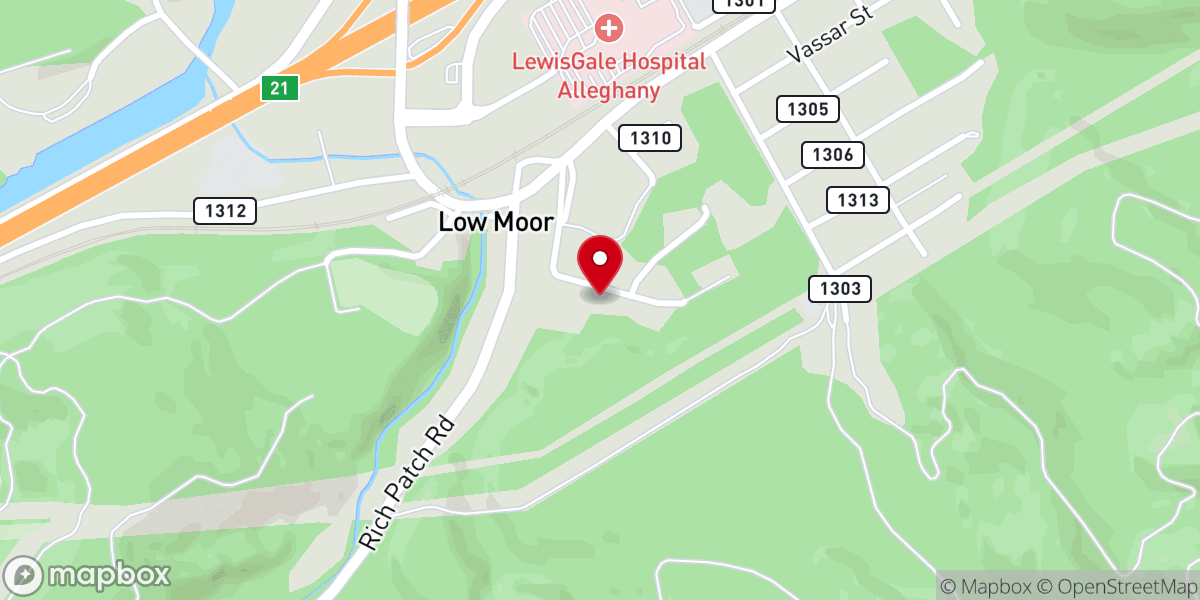 Map showing location of Low Moor Presbyterian Church