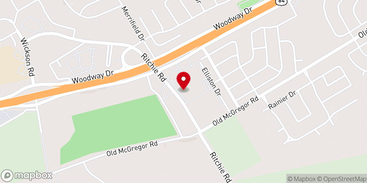 Map showing location of First Woodway Baptist Church
