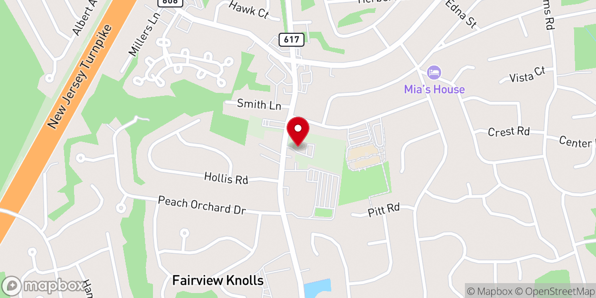 Map showing location of East Brunswick Baptist Church
