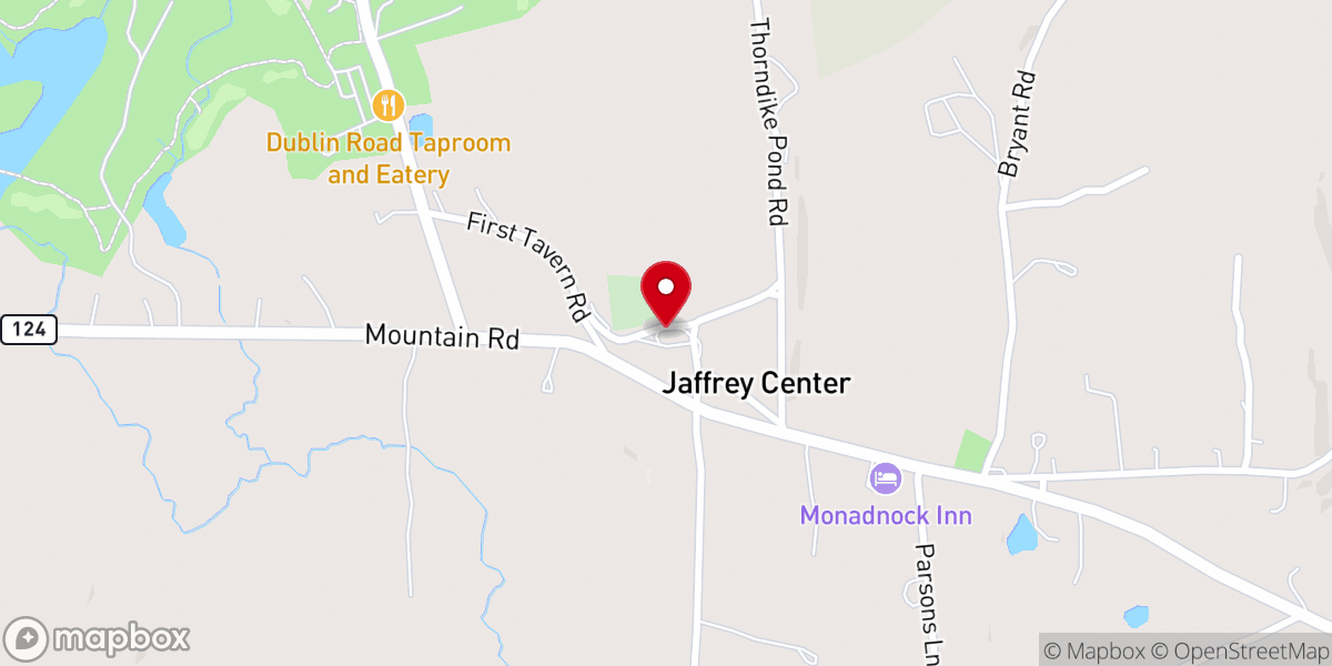 Map showing location of Jaffrey Meetinghouse