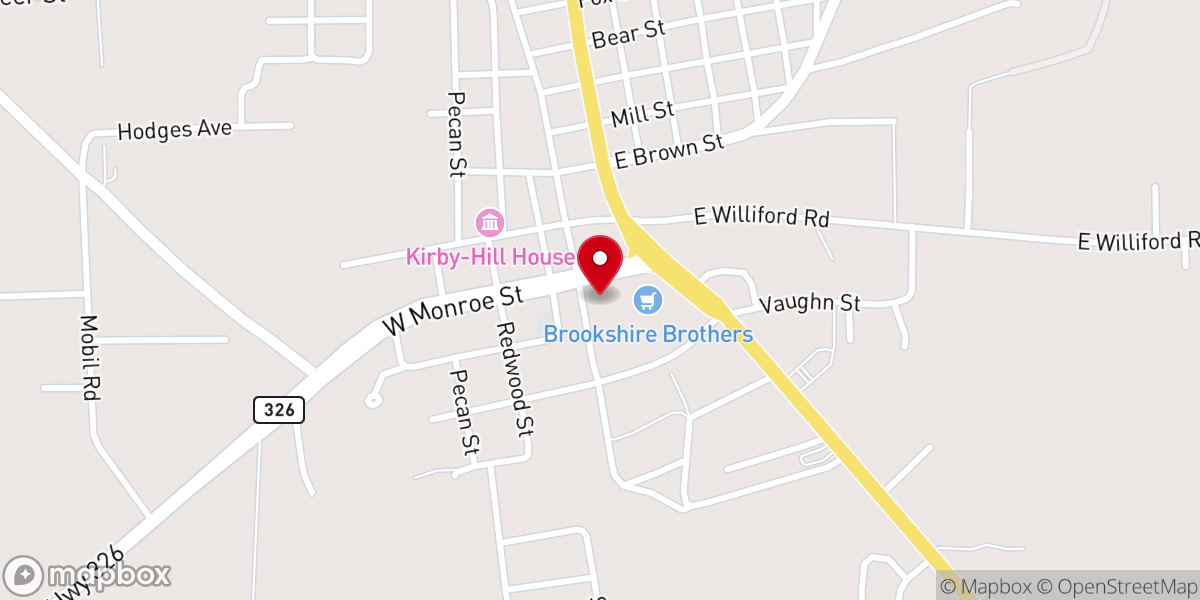 Map showing location of First Baptist Church