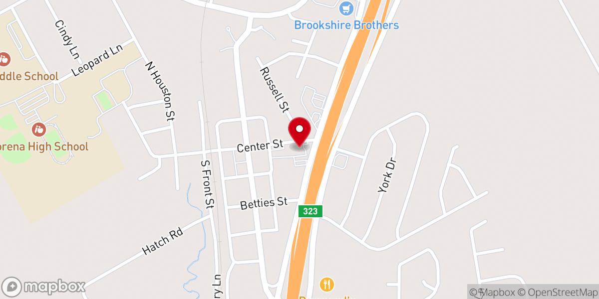 Map showing location of First Baptist Church (FBC Lorena)