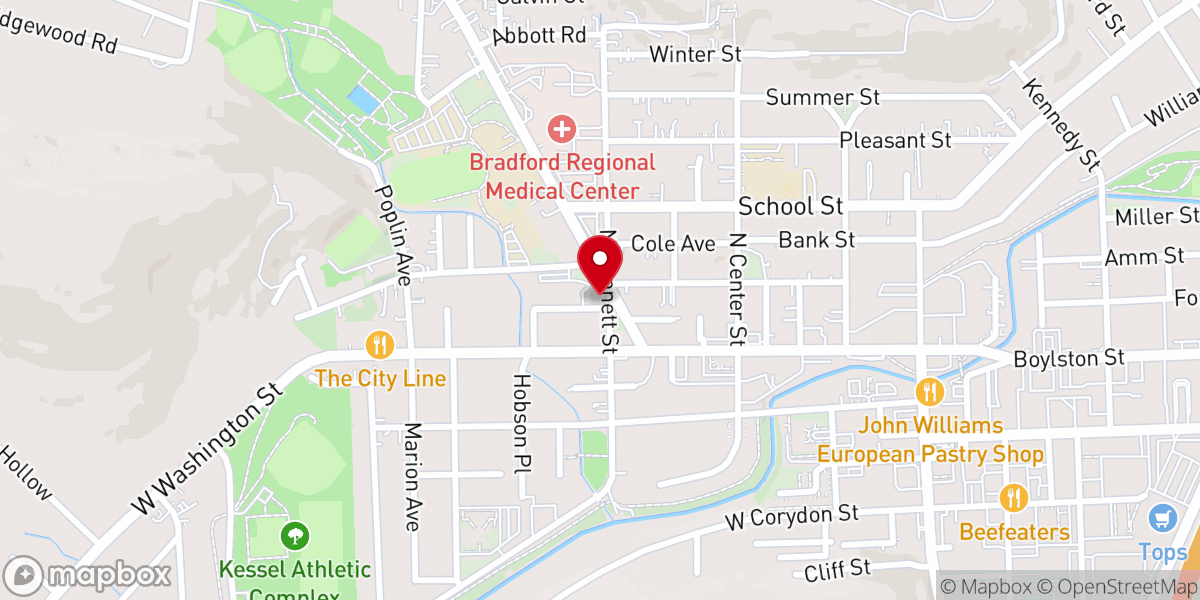Map showing location of Bradford First Church of the Nazarene