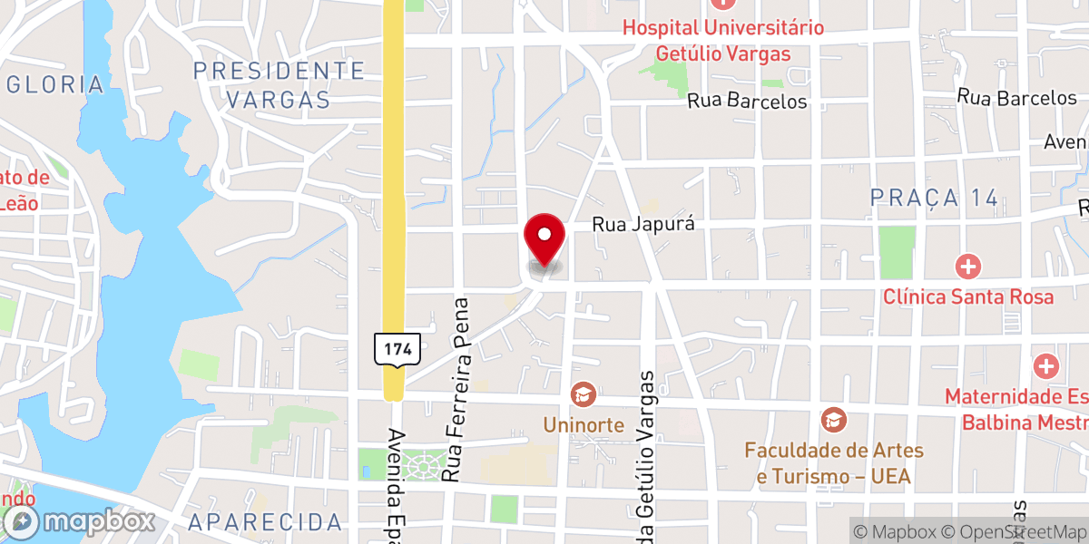 Map showing location of Igreja Presbiteriana de Manaus