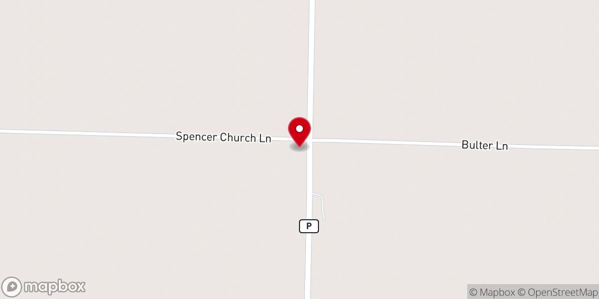 Map showing location of Spencer Creek Church