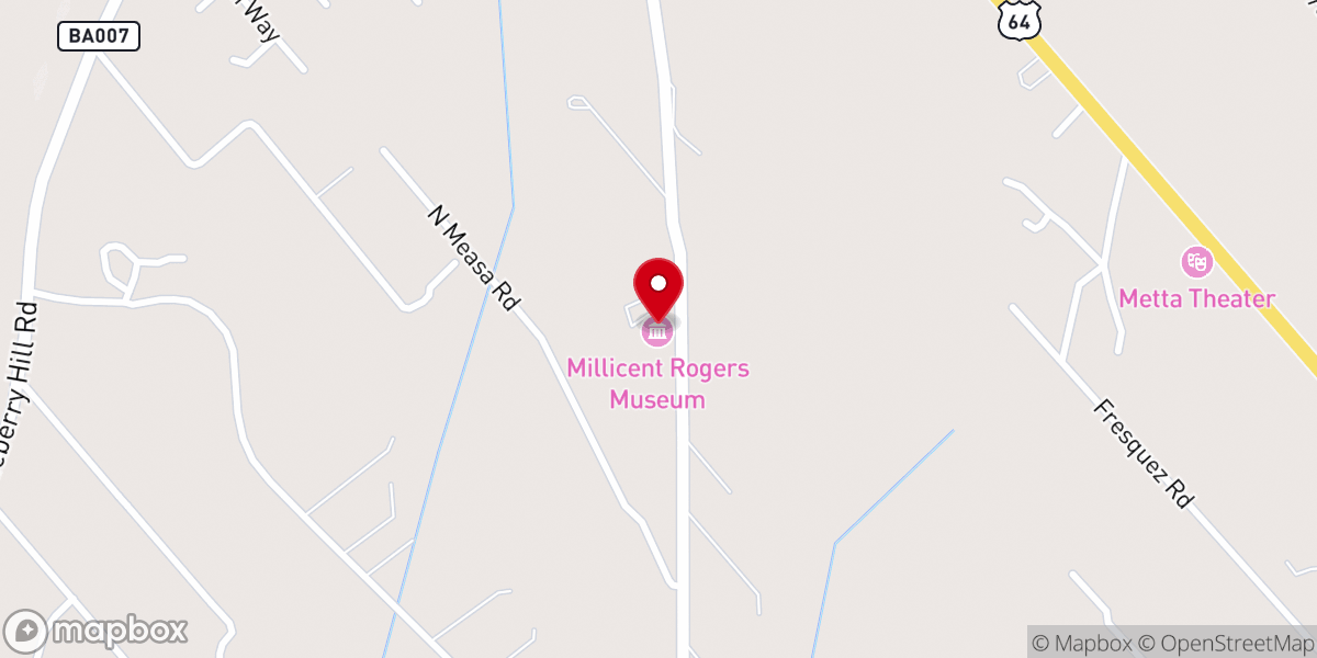Map showing location of Millicent Rogers Museum