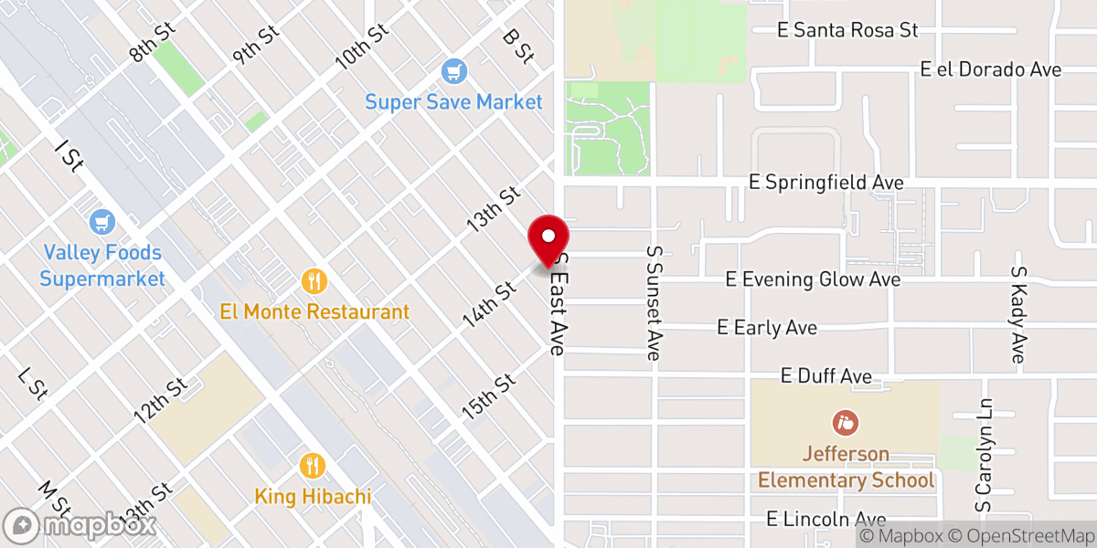 Map showing location of Iglesia de Dios Pentecostal M.I Reedley