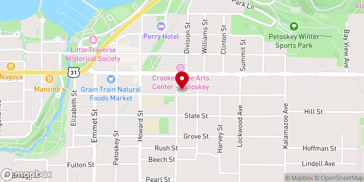 Map showing location of Temple B'Nai Israel of Petoskey