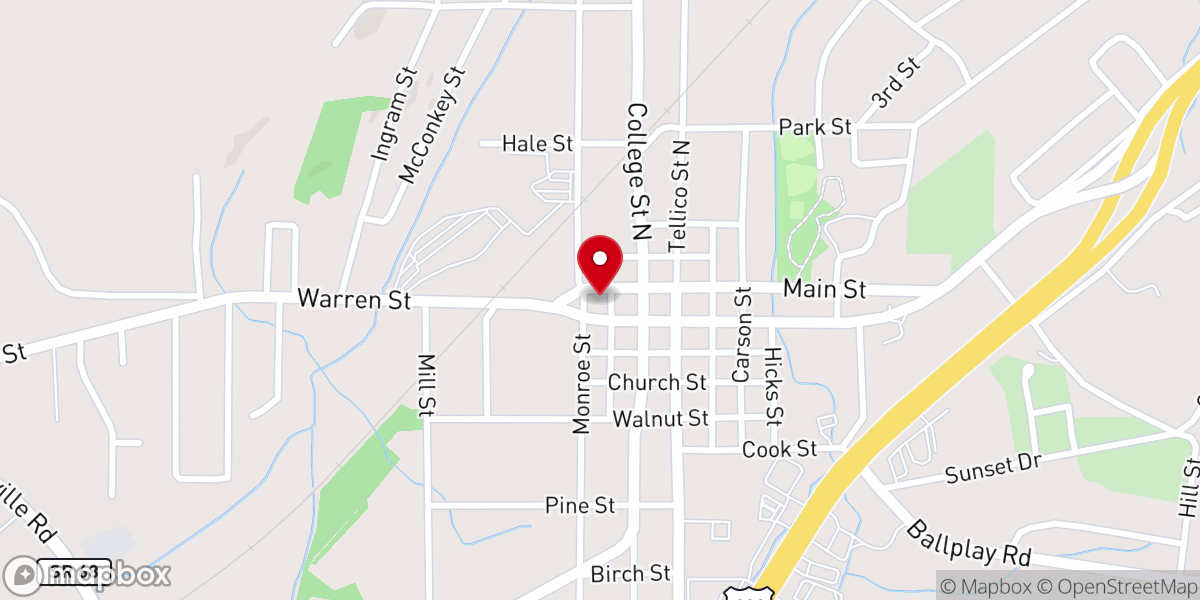 Map showing location of Madisonville Presbyterian Church