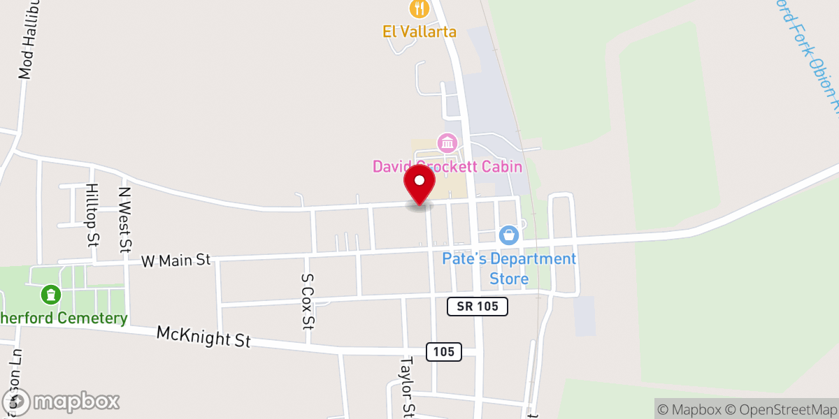 Map showing location of Rutherford United Methodist Church