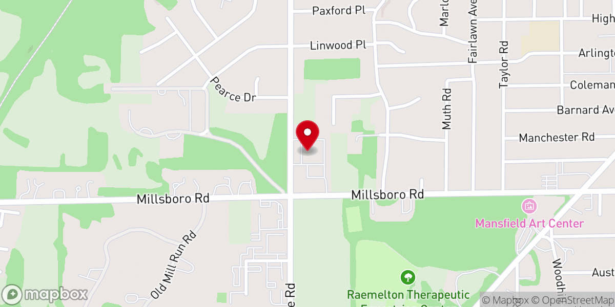 Map showing location of Mansfield 1st Presbyterian Church