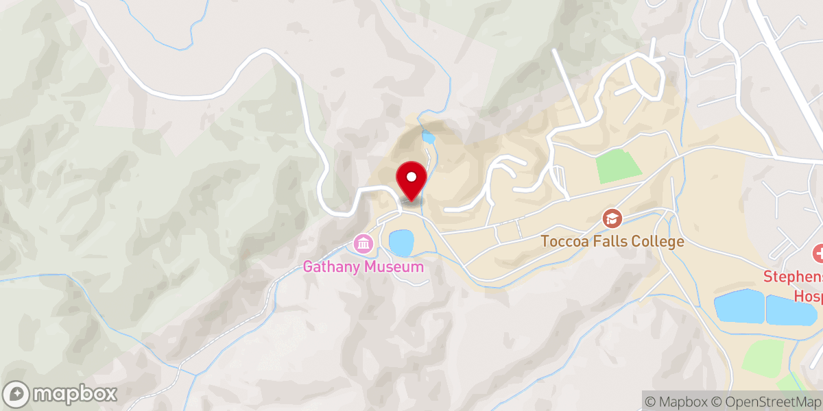 Map showing location of Gate Cottage and Toccoa Falls Books and Gifts