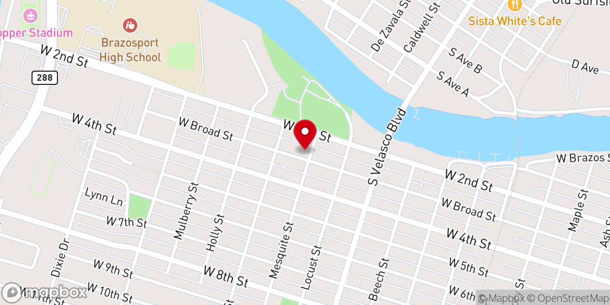 Map showing location of Agape Fellowship Church of Freeport