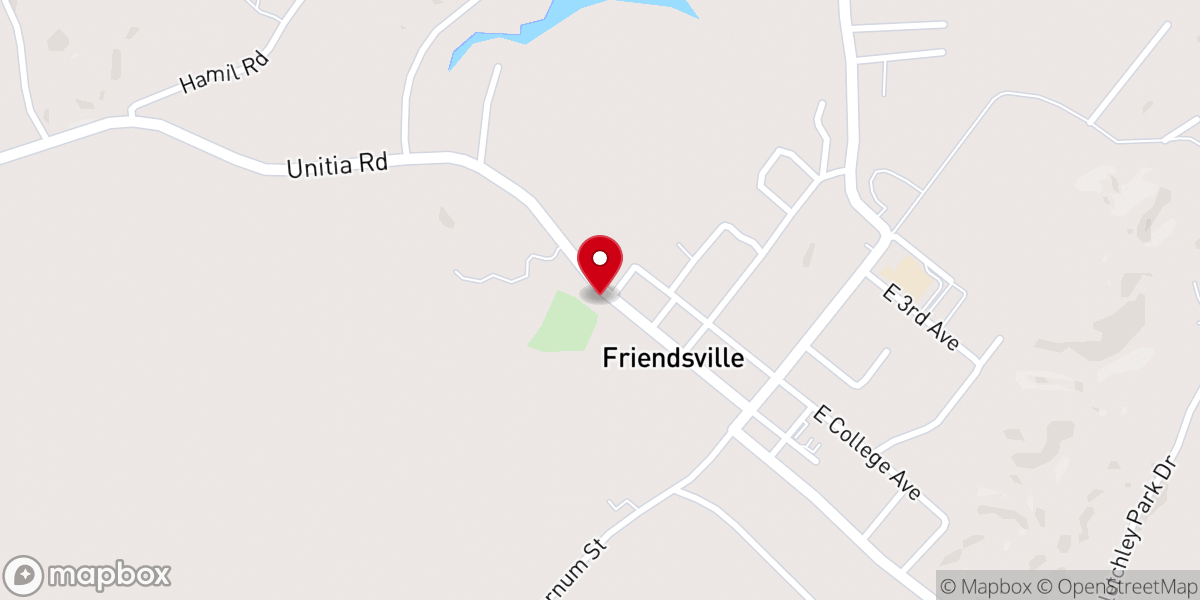 Map showing location of Friendsville Friends