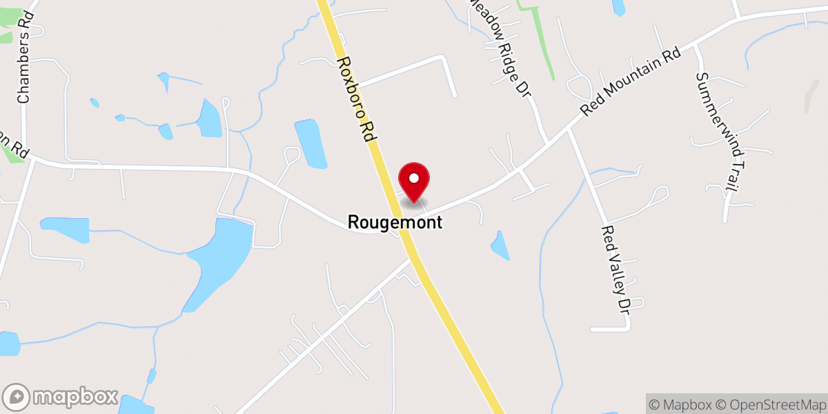 Map showing location of Rougemont United Methodist Church