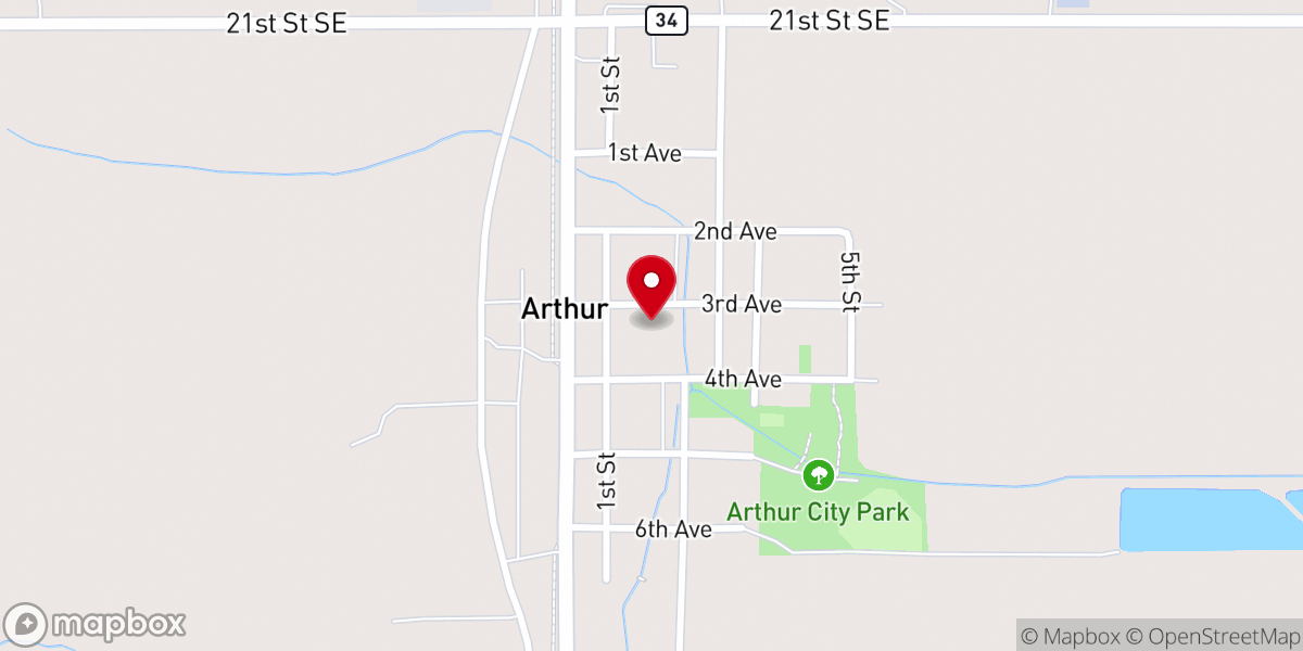Map showing location of Arthur United Methodist Church