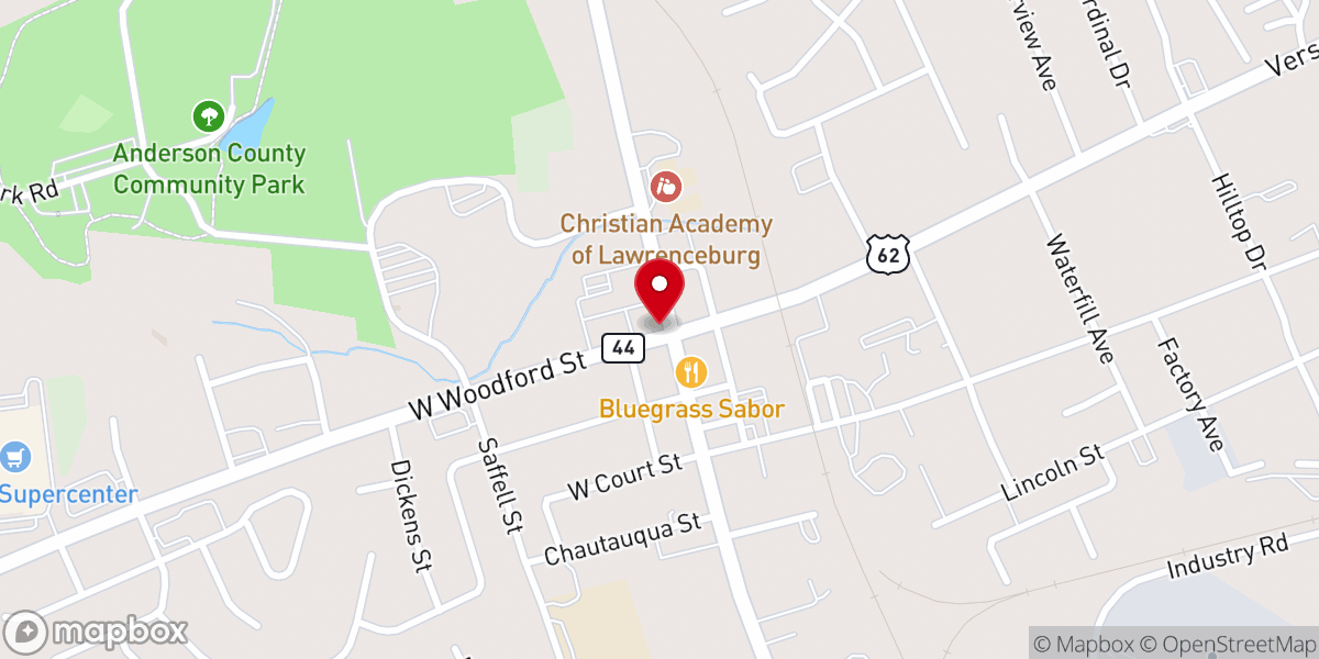Map showing location of Lawrenceburg Presbyterian Church