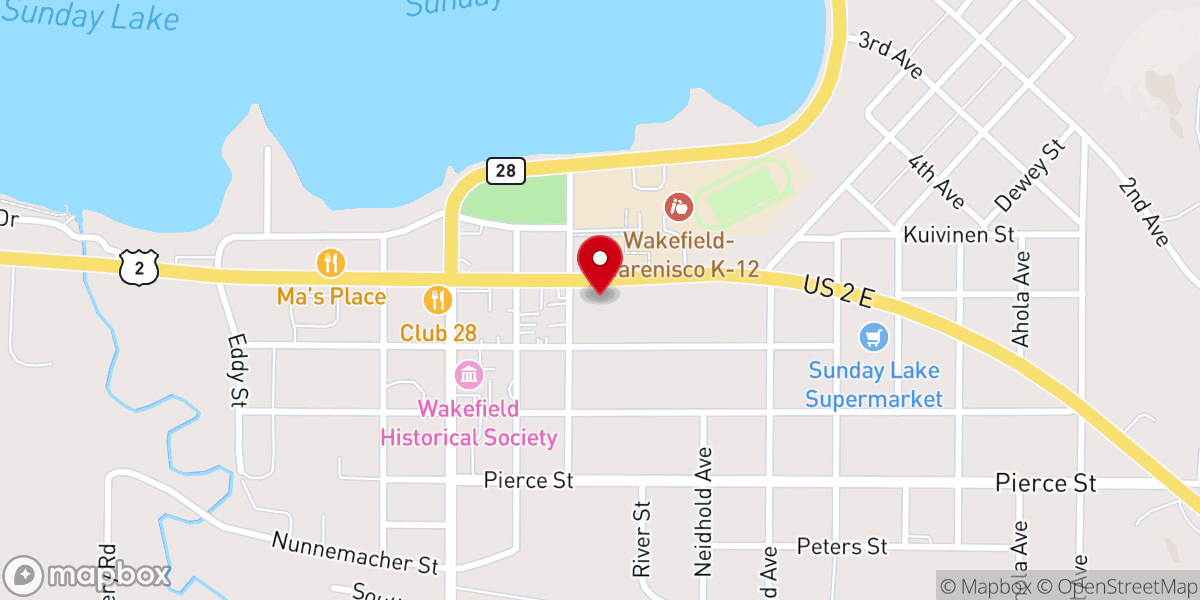 Map showing location of Wakefield United Methodist Church