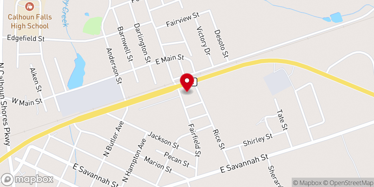 Map showing location of Calhoun Falls Church of God