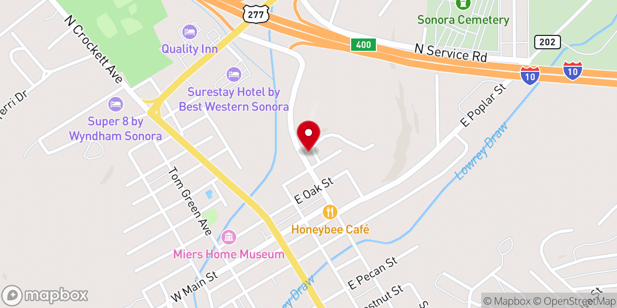 Map showing location of Sonora Church of Christ