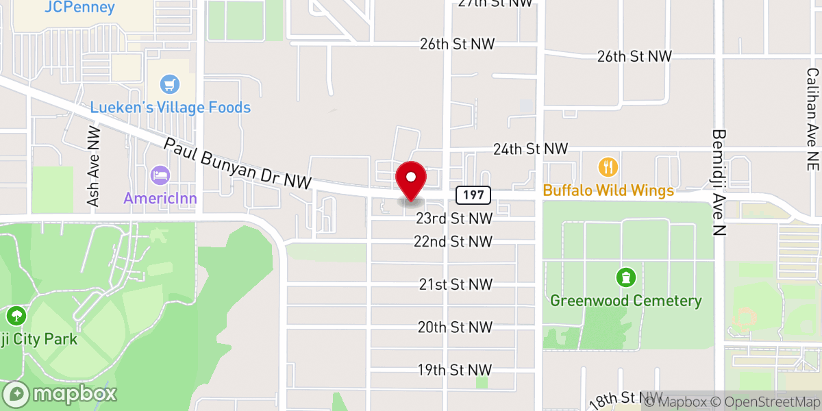 Map showing location of United Way of Bemidji Area