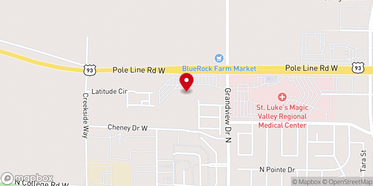 Map showing location of Twin Falls Reformed Church
