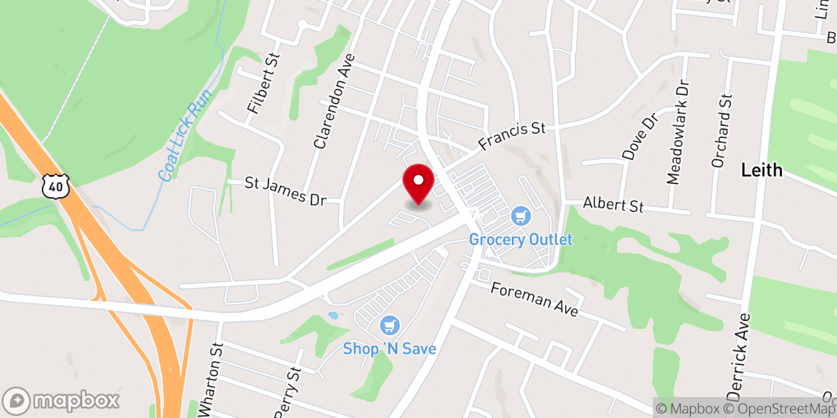Map showing location of St. Peter's Lutheran Church