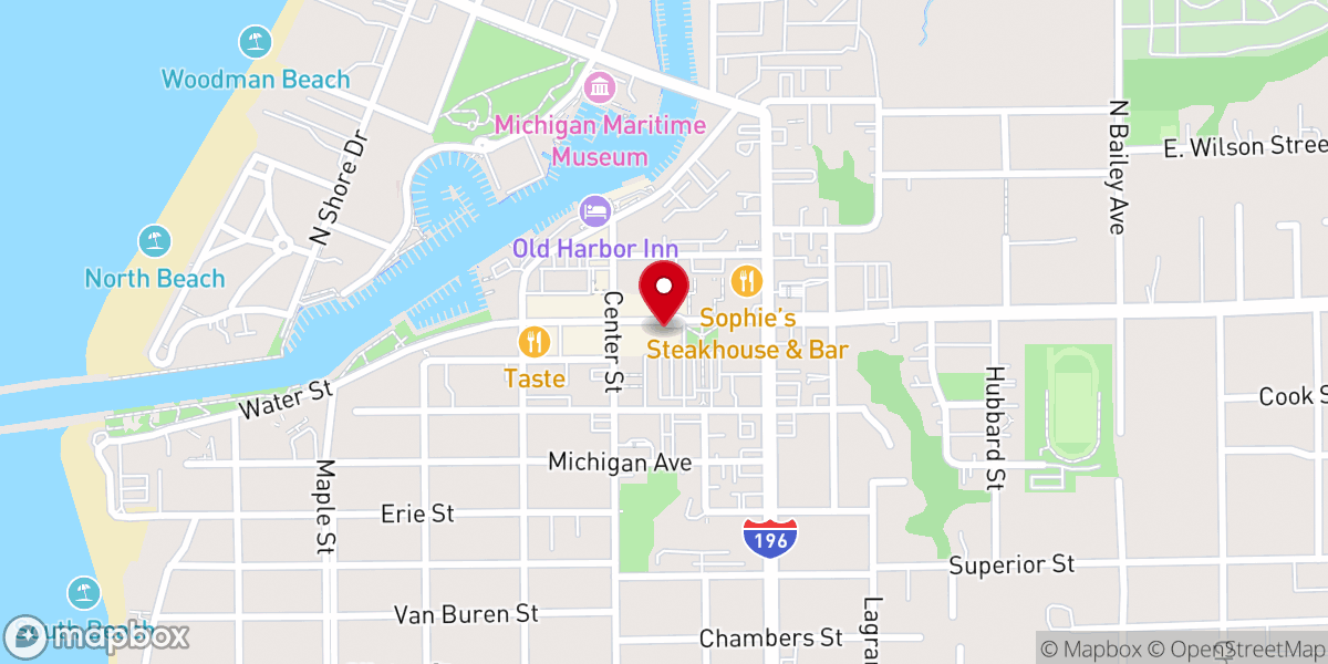 Map showing location of Water’s Edge Coffee South Haven