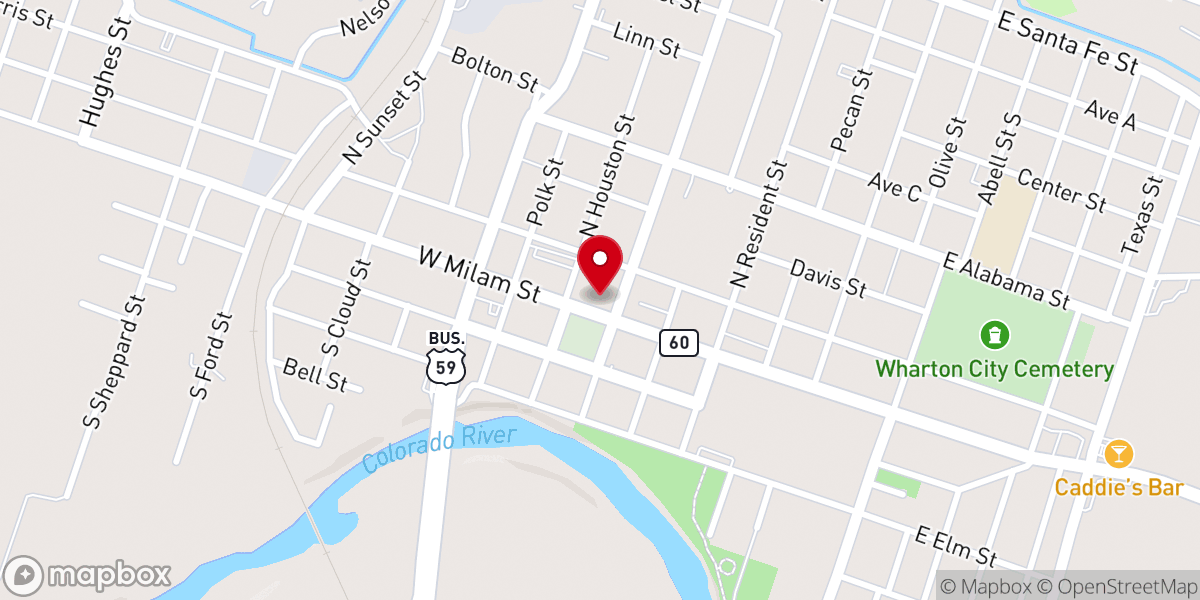 Map showing location of Caney Creek Church