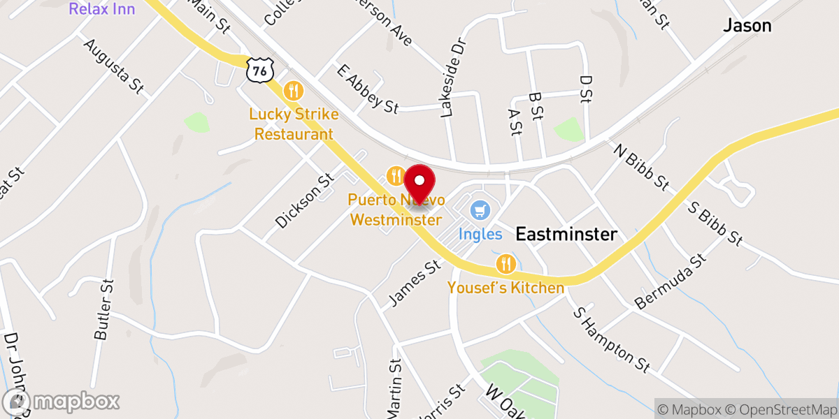Map showing location of Westminister United Methodist