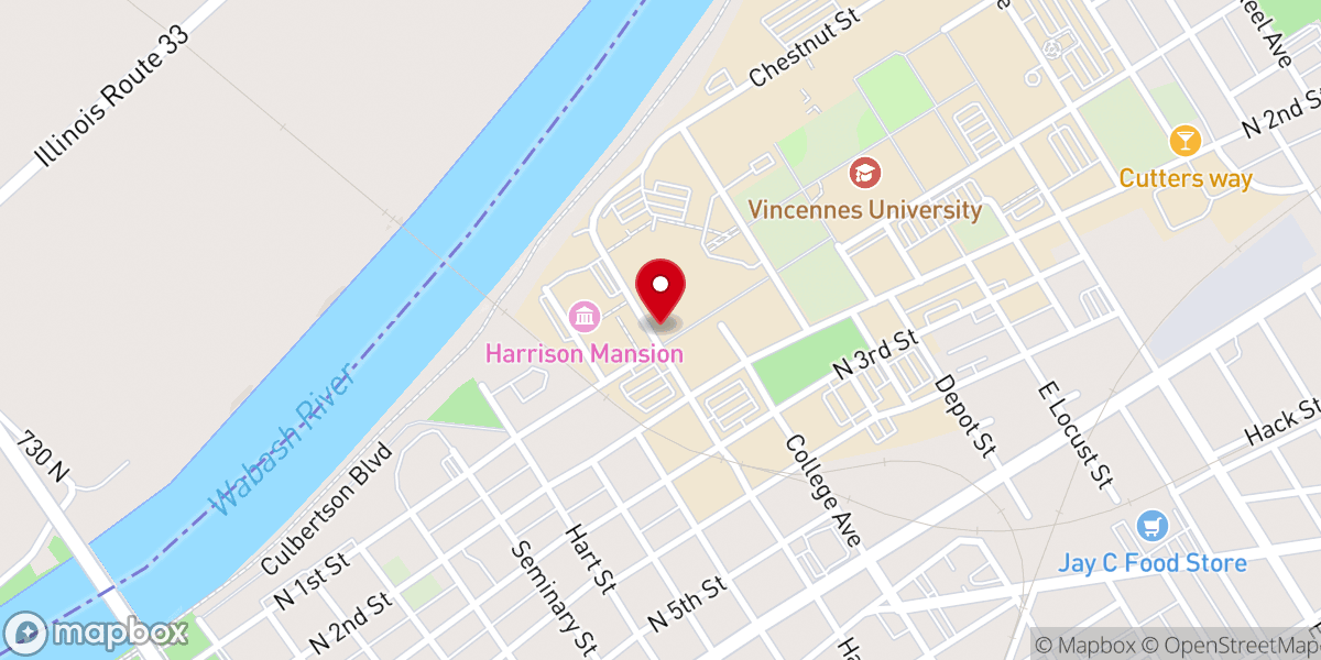 Map showing location of Vincennes University Maria Creek Chapel