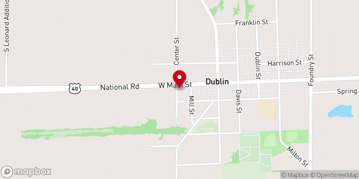 Map showing location of Eastern Indiana Baptist