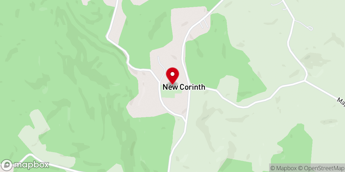 Map showing location of New Cornith Baptist Church