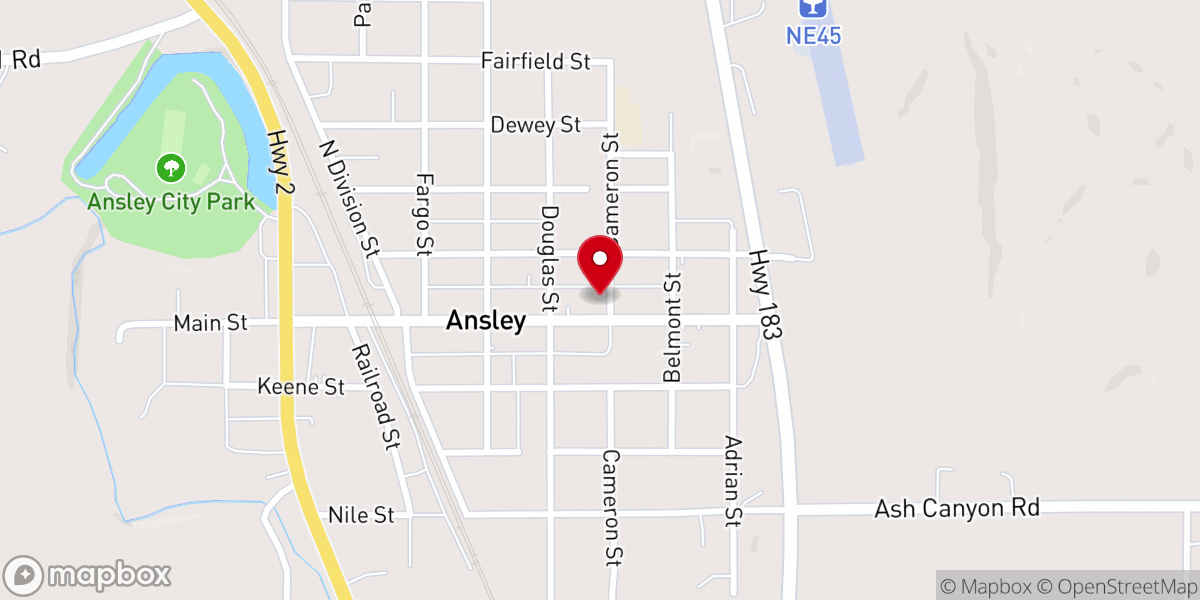 Map showing location of Ansley First Baptist Church