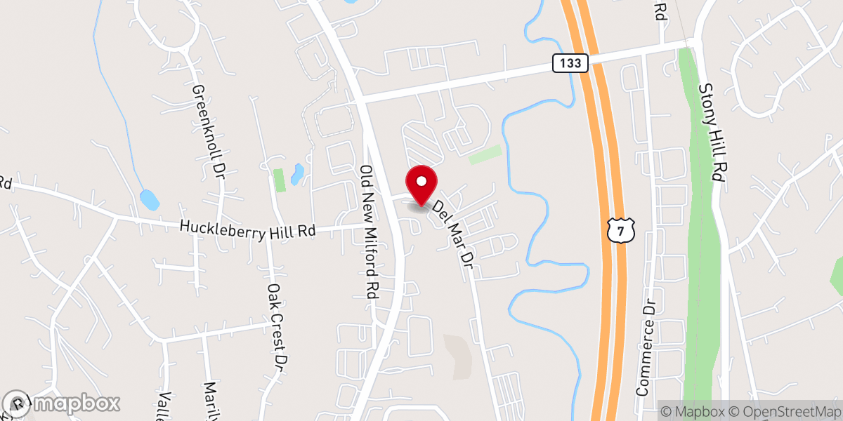 Map showing location of Baptist Church of Brookfield & New Milford