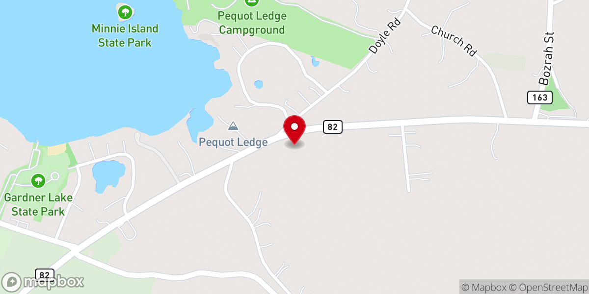 Map showing location of Our Lady of the Lakes Catholic Church
