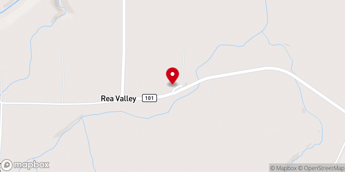 Map showing location of Rea Valley Baptist Church