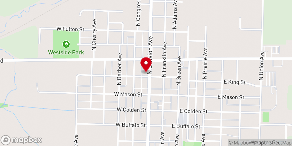 Map showing location of St. Mark's Lutheran Church