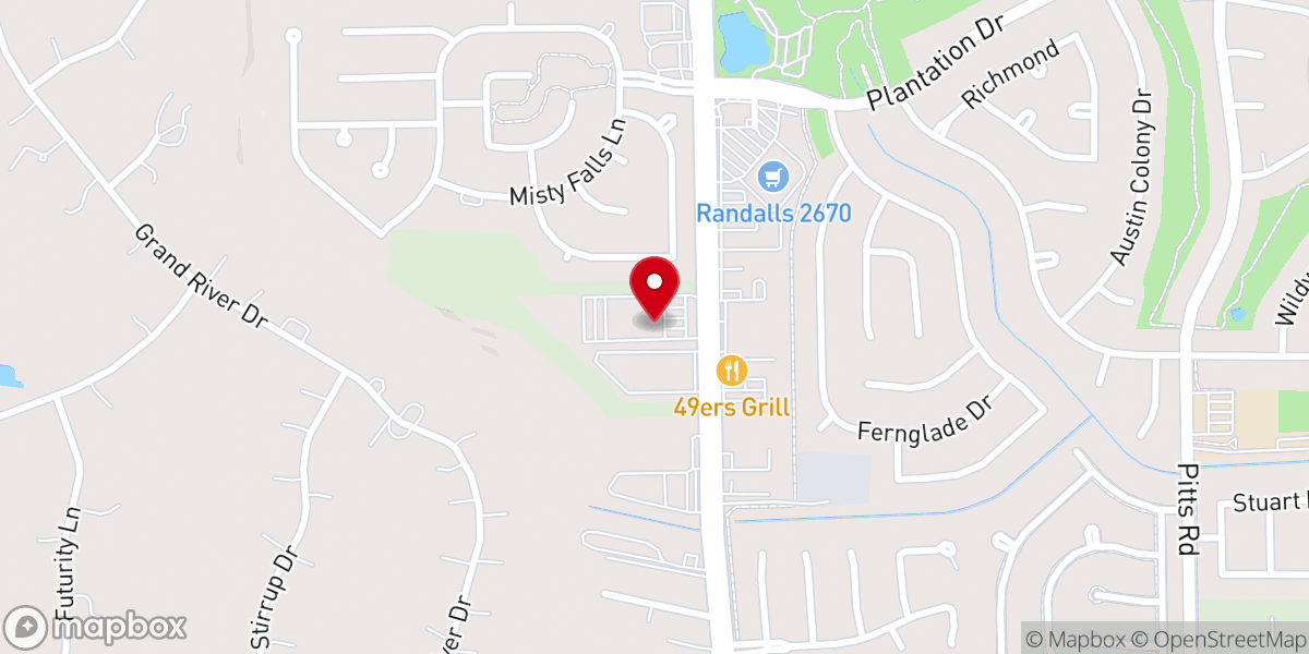 Map showing location of Pecan Grove Baptist Church