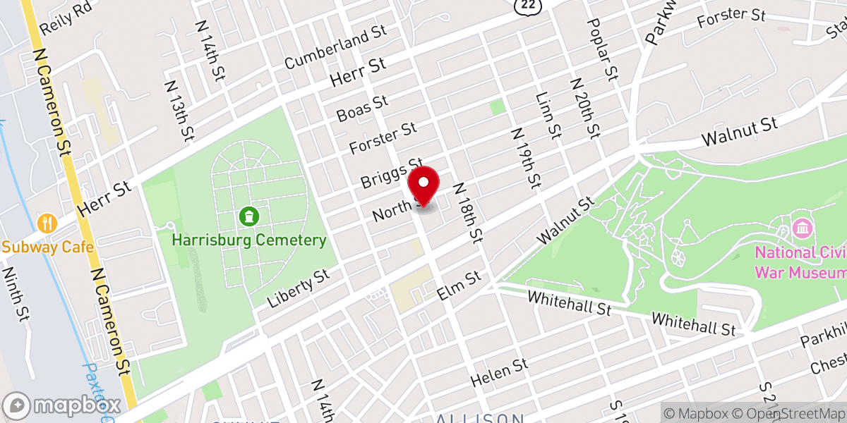Map showing location of North 17th Street Church-God