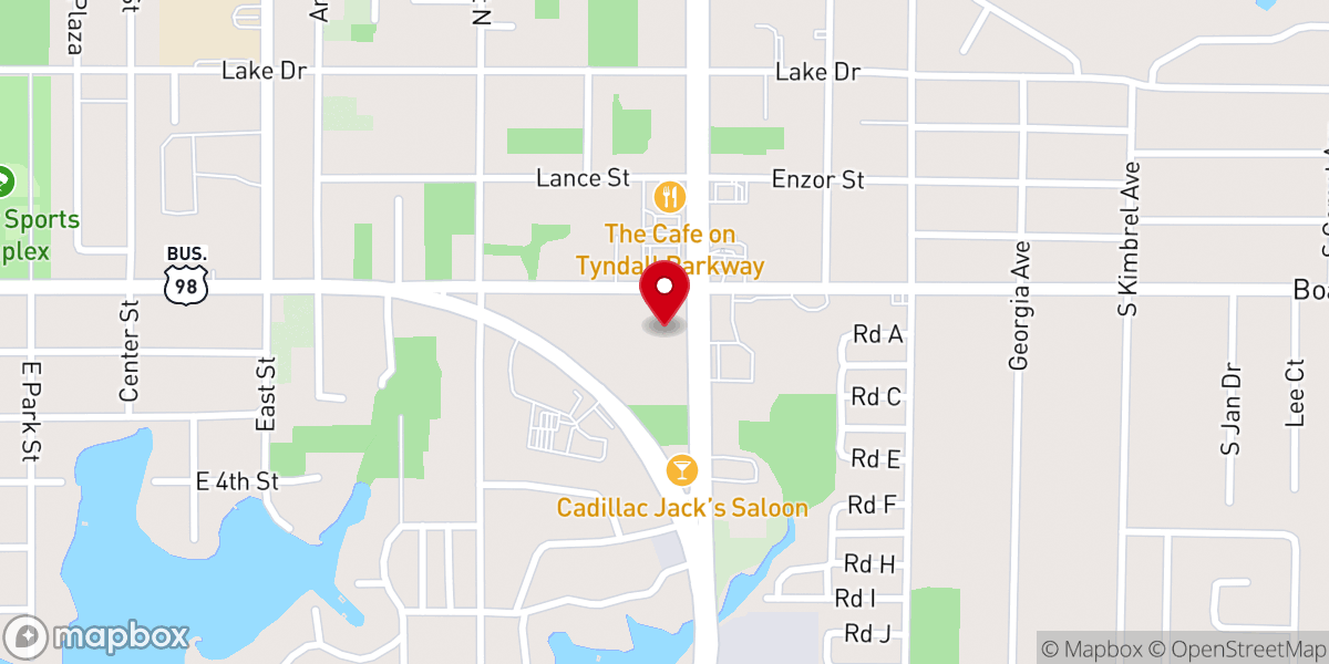 Map showing location of Parker United Methodist Church