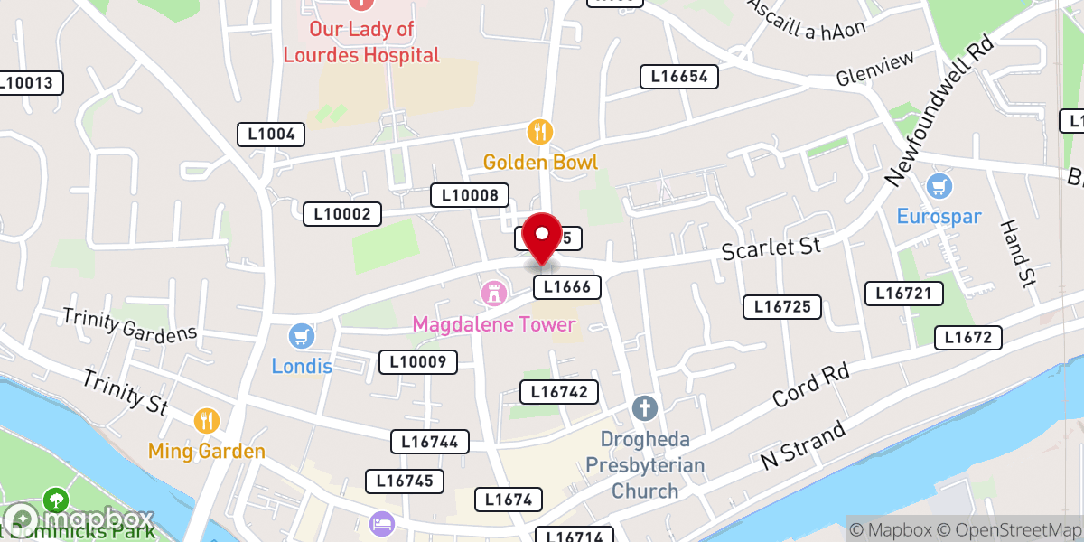 Map showing location of Peggy Moores Pub, Bar Food & Hostel