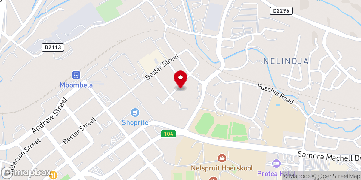 Map showing location of RCCG Solid rock parish Nelspruit