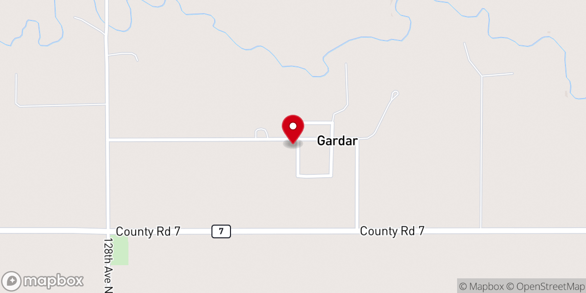 Map showing location of Gardar Luther's Church